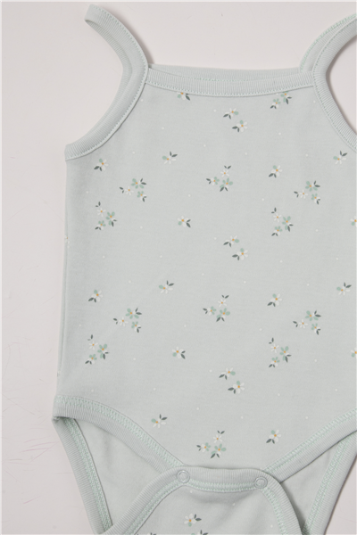 İNTERLOK İP ASKILI BODY AY BASKILI (FLOWER GARDEN) MİNT