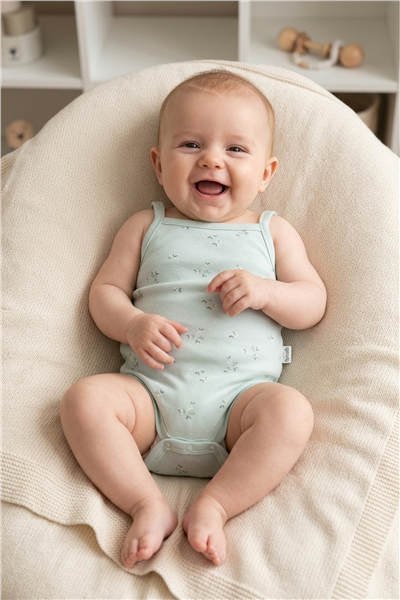 İNTERLOK İP ASKILI BODY AY BASKILI (FLOWER GARDEN) MİNT