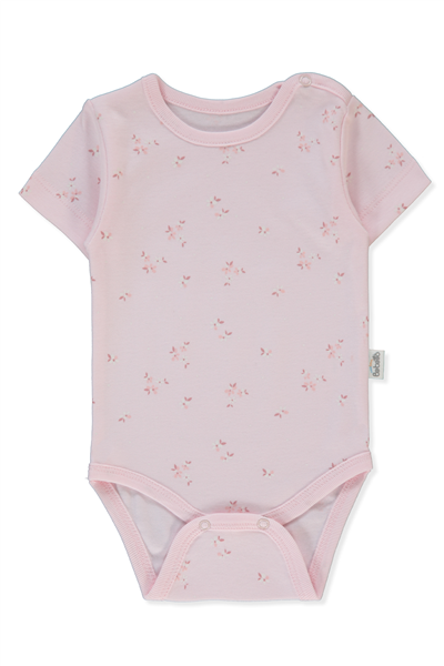 İNTERLOK KISA KOLLU BODY AY (FLOWER GARDEN) PEMBE