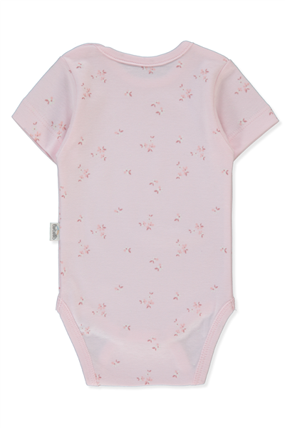 İNTERLOK KISA KOLLU BODY AY (FLOWER GARDEN) PEMBE