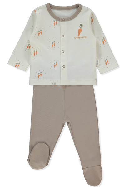 İNTERLOK PATİKLİ PİJAMA TAKIMI 2Lİ (BABY CARROT) KAHVERENGİ