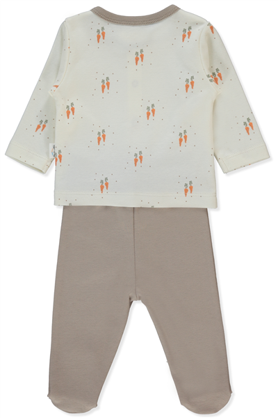 İNTERLOK PATİKLİ PİJAMA TAKIMI 2Lİ (BABY CARROT) KAHVERENGİ