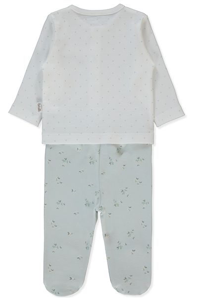 İNTERLOK PATİKLİ PİJAMA TAKIMI 2Lİ (FLOWER GARDEN) MİNT