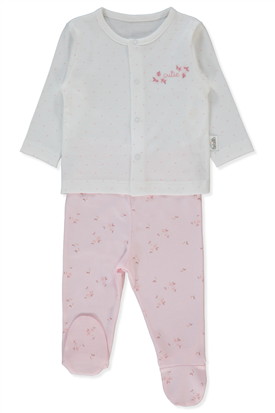 İNTERLOK PATİKLİ PİJAMA TAKIMI 2Lİ (FLOWER GARDEN) PEMBE
