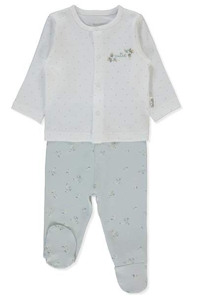 İNTERLOK PATİKLİ PİJAMA TAKIMI 2Lİ (FLOWER GARDEN) MİNT