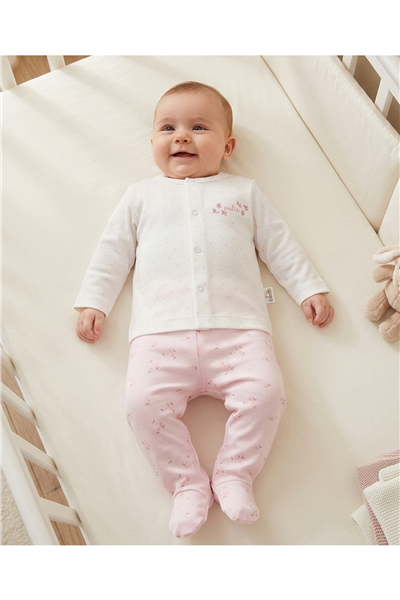 İNTERLOK PATİKLİ PİJAMA TAKIMI 2Lİ (FLOWER GARDEN) PEMBE