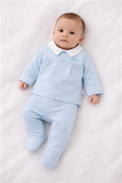 İNTERLOK PATİKLİ PİJAMA TAKIMI 2Lİ (LITTLE BOSS) MAVİ