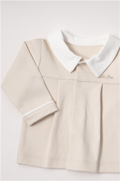 İNTERLOK PATİKLİ PİJAMA TAKIMI 2Lİ (LITTLE BOSS) BEJ