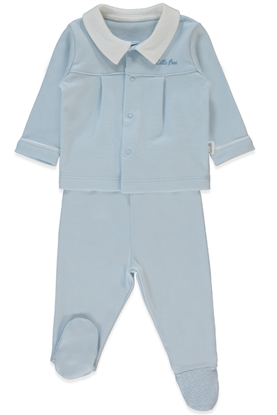 İNTERLOK PATİKLİ PİJAMA TAKIMI 2Lİ (LITTLE BOSS) MAVİ