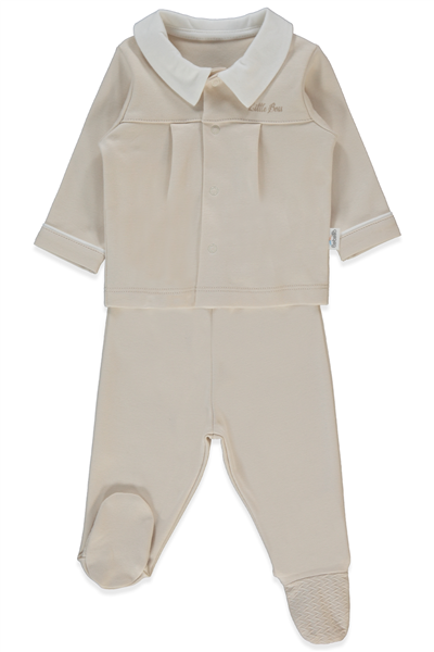 İNTERLOK PATİKLİ PİJAMA TAKIMI 2Lİ (LITTLE BOSS) BEJ