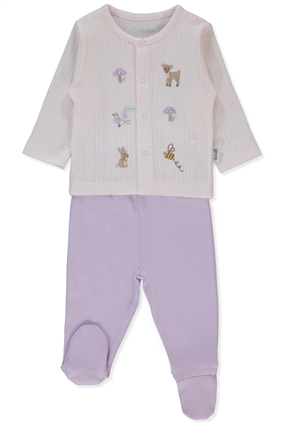 İNTERLOK PATİKLİ PİJAMA TAKIMI 2Lİ (LOVES YOU) LİLA