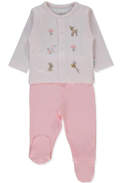 İNTERLOK PATİKLİ PİJAMA TAKIMI 2Lİ (LOVES YOU) PEMBE