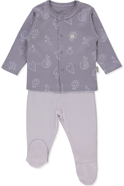 İNTERLOK PATİKLİ PİJAMA TAKIMI 2Lİ (MINI BEE) LİLA