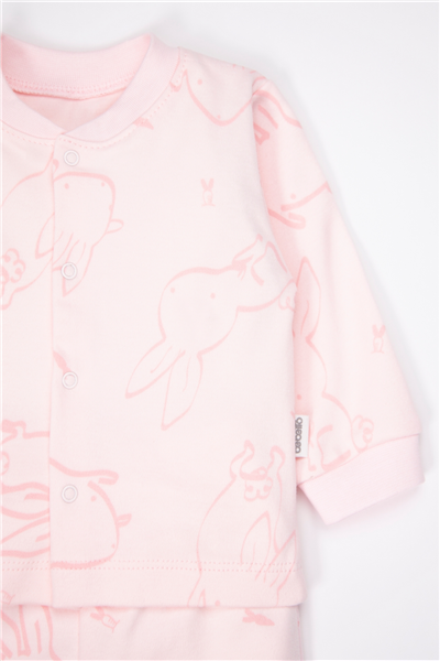 İNTERLOK PATİKLİ PİJAMA TAKIMI 2Lİ (RABBIT AND CARROTS) PEMBE