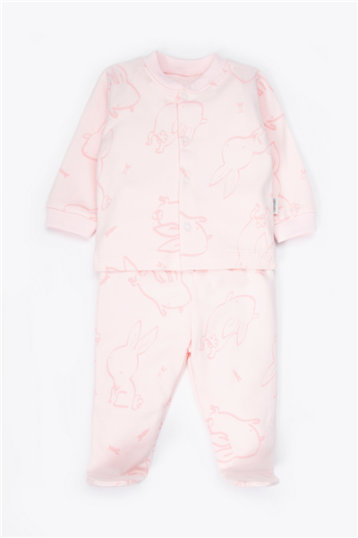 İNTERLOK PATİKLİ PİJAMA TAKIMI 2Lİ (RABBIT AND CARROTS) PEMBE