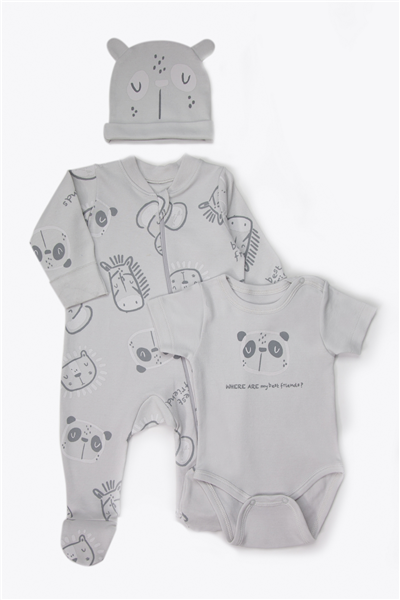 İNTERLOK PATİKLİ TULUM SET 3LÜ (BEST FRIENDS) GRİ