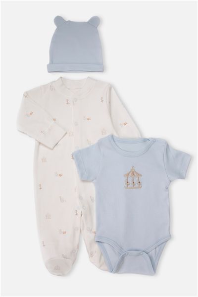 İNTERLOK PATİKLİ TULUM SET 3LÜ (MY FIRST PLAYMATE) MAVİ