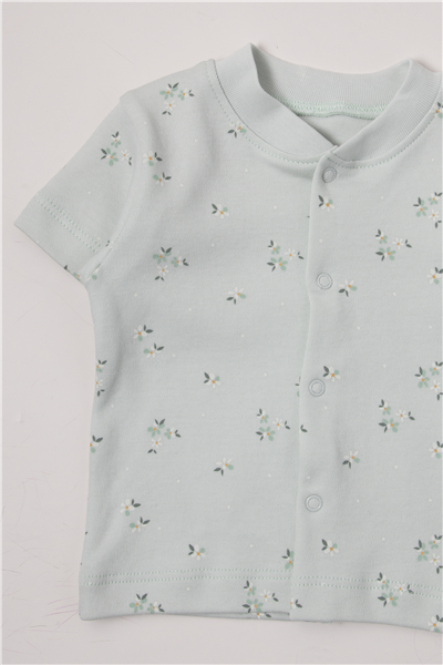 İNTERLOK PATİKSİZ MİNİ PİJAMA TAKIMI 2Lİ (FLOWER GARDEN) MİNT