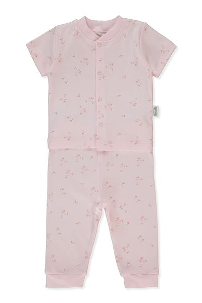 İNTERLOK PATİKSİZ MİNİ PİJAMA TAKIMI 2Lİ (FLOWER GARDEN) PEMBE