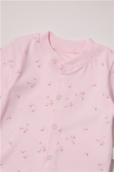 İNTERLOK PATİKSİZ MİNİ PİJAMA TAKIMI 2Lİ (FLOWER GARDEN) PEMBE