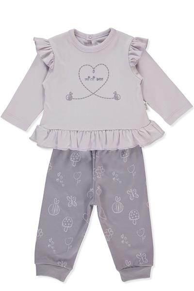 İNTERLOK PATİKSİZ PİJAMA TAKIMI 2Lİ (MINI BEE) LİLA
