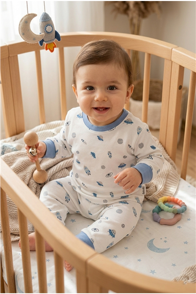 İNTERLOK PATİKSİZ PİJAMA TAKIMI 2Lİ (SWEET PYJAMAS/26) İNDİGO