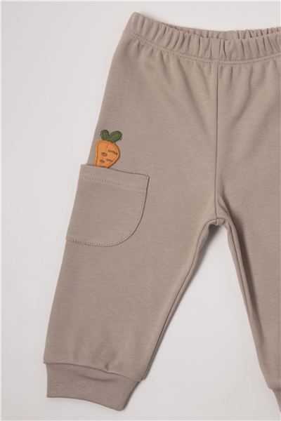 İNTERLOK PATİKSİZ PİJAMA TAKIMI 3LÜ (BABY CARROT) KAHVERENGİ