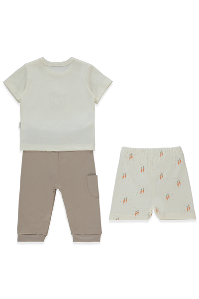 İNTERLOK PATİKSİZ PİJAMA TAKIMI 3LÜ (BABY CARROT) KAHVERENGİ