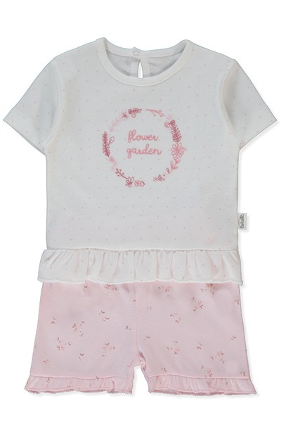 İNTERLOK ŞORTLU PİJAMA TAKIMI 2Lİ (FLOWER GARDEN) PEMBE