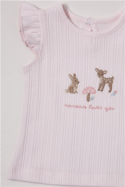 İNTERLOK ŞORTLU PİJAMA TAKIMI 2Lİ TAKIM (LOVES YOU) PEMBE