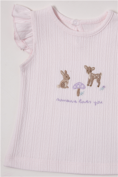 İNTERLOK ŞORTLU PİJAMA TAKIMI 2Lİ TAKIM (LOVES YOU) LİLA