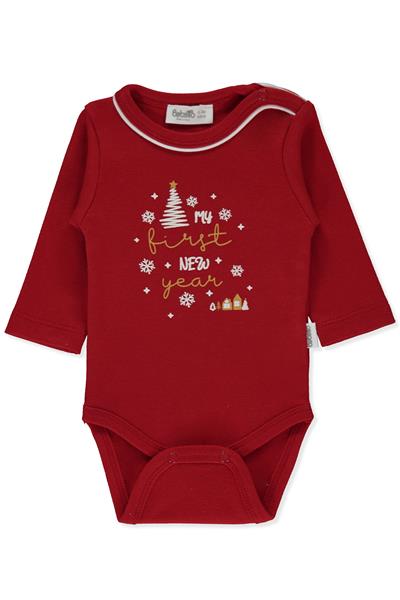 İNTERLOK UZUN KOLLU BODY AY (HAPPY NEW YEAR/25) KIRMIZI