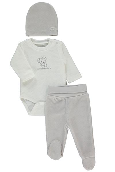 KADİFE BODY SET 3LÜ  (MY LITTLE ONE) GRİ