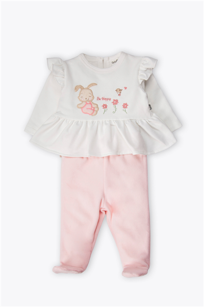KADİFE PATİKLİ PANTOLON 2Lİ TAKIM (HAPPY BUNNY) PEMBE