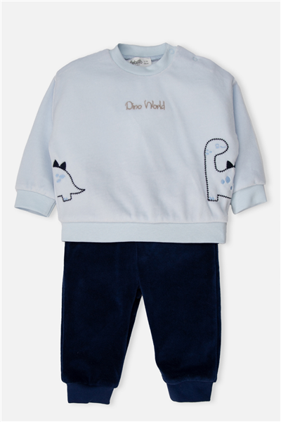 KADİFE PATİKSİZ PANTOLON 2Lİ TAKIM (CUTE DINO) MAVİ