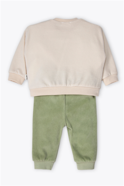 KADİFE PATİKSİZ PANTOLON 2Lİ TAKIM (CUTE DINO) BEJ