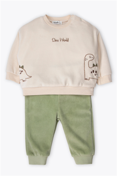 KADİFE PATİKSİZ PANTOLON 2Lİ TAKIM (CUTE DINO) BEJ