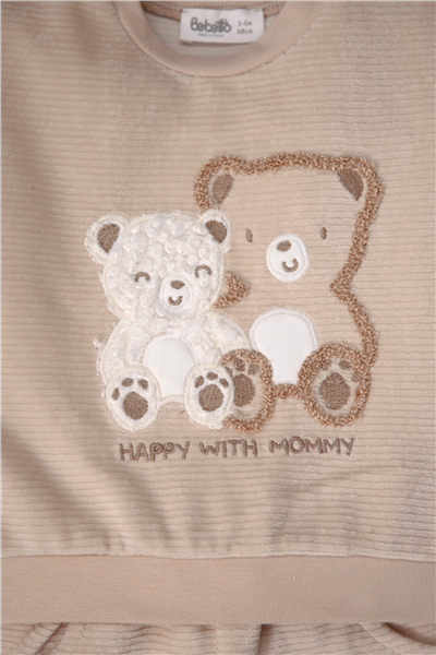 KADİFE SWEAT 2Lİ TAKIM (HAPPY WITH MOMMY) BEJ