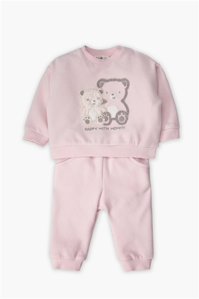 KADİFE SWEAT 2Lİ TAKIM (HAPPY WITH MOMMY) PEMBE