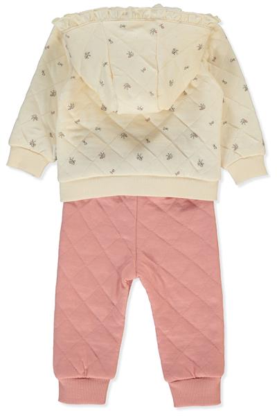 KAPİTONE KAPŞONLU HIRKA 3LÜ TAKIM (PETITE FLEURS) GÜL KURUSU
