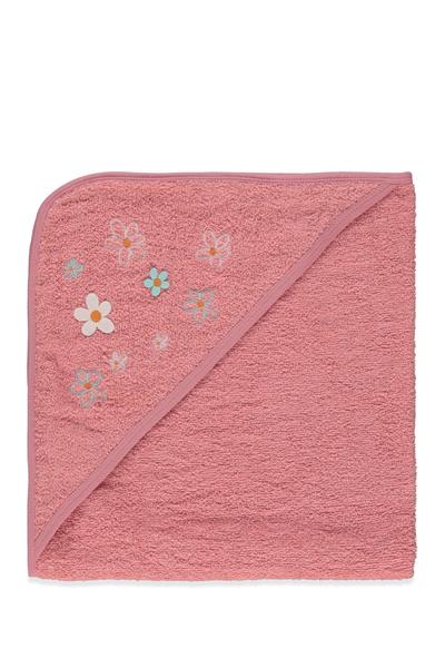 KAPŞONLU HAVLU (FLOWERS) PEMBE