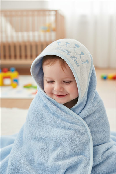 KAPŞONLU HAVLU (LITTLE BOSS) MAVİ