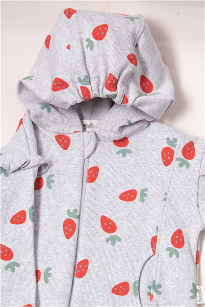KAŞKORSE KAPŞONLU HIRKA 3LÜ TAKIM (STRAWBERRY) KIRMIZI