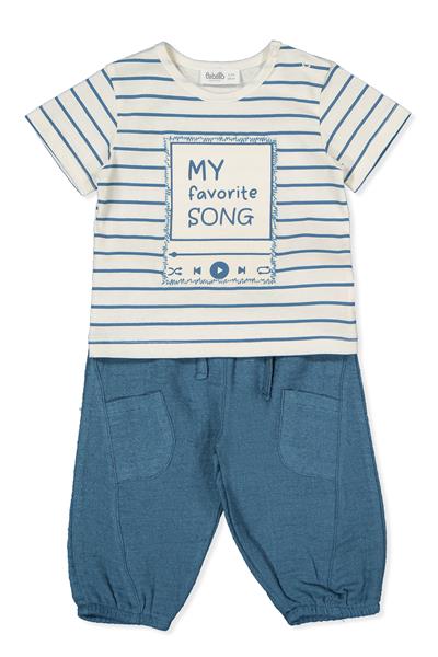 KETEN MÜSLİN T-SHIRT 2Lİ TAKIM (FAVORITE SONG) LACİVERT