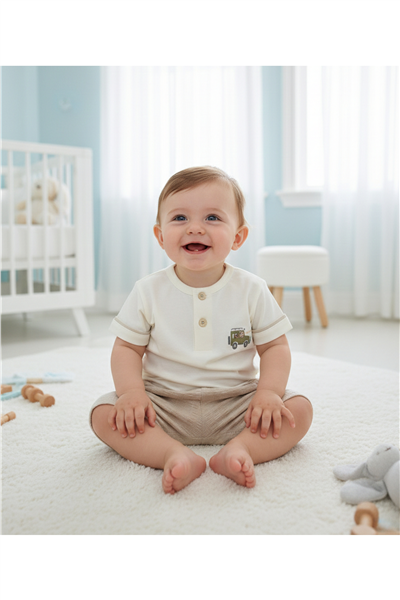 MÜSLİN ŞORT 2Lİ TAKIM (ADVENTURE) BEJ