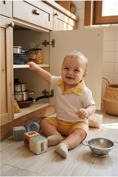 MÜSLİN ŞORT 2Lİ TAKIM (PILLOWY) HARDAL