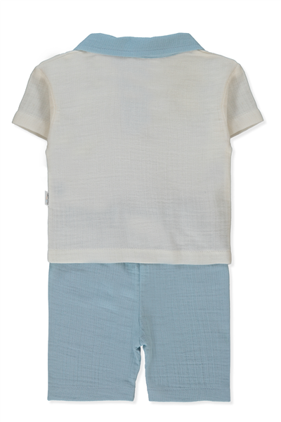 MÜSLİN ŞORT 2Lİ TAKIM (PILLOWY) MAVİ