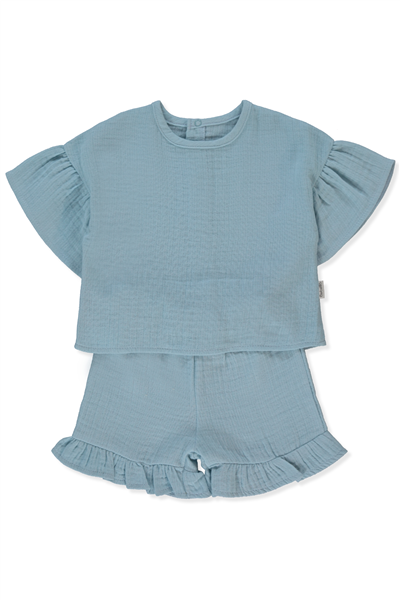 MÜSLİN ŞORT 2Lİ TAKIM (PILLOWY) MAVİ