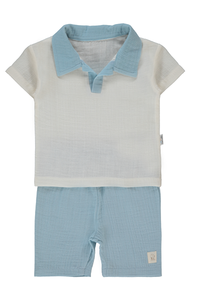 MÜSLİN ŞORT 2Lİ TAKIM (PILLOWY) MAVİ