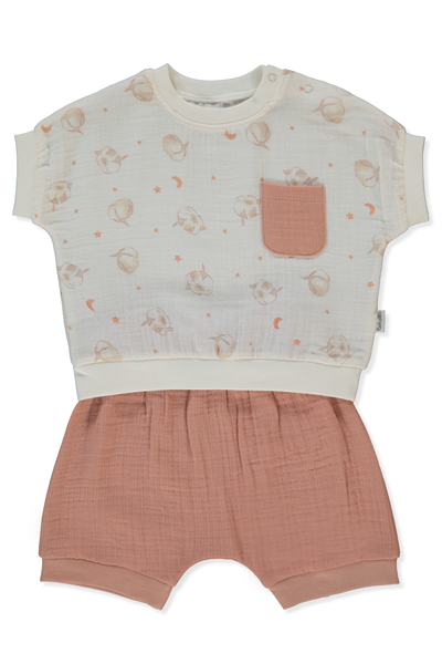 MÜSLİN ŞORTLU PİJAMA TAKIMI 2Lİ (PILLOWY) KİREMİT